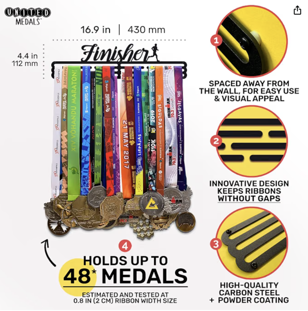 Finisher Cintre de Médailles | Acier Porte-Médailles | Medal Holder Hanger Display
